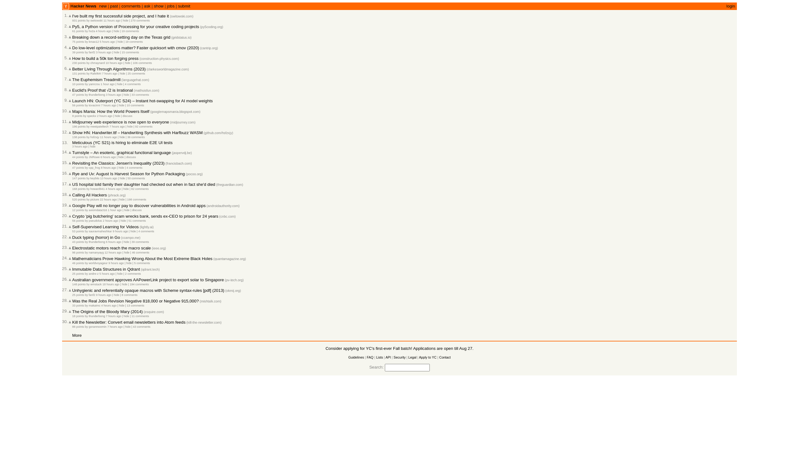 hacker news screenshot